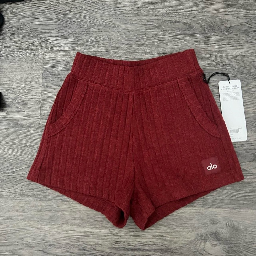 ALO Yoga Red Athletic Shorts with Elastic Waistband